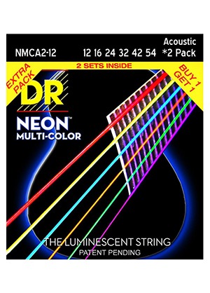 [2세트] DR NMCA2-12 Neon Multi-Color 디알 네온 멀티 컬러 루미네센트 어쿠스틱 기타줄 라이트 (012-054 국내정식수입품)